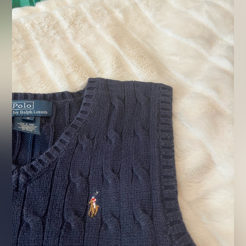 Vintage Y2K Polo Ralph Lauren Unisex Kids 5 Navy Knit Sleeveless City Sweater